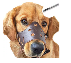 Bozal En Cuero Anti-ladridos Se Usa Con Collar