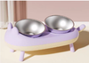 Image of Comedero Elevado Graduable Para Mascotas Pequeñas y Medianas Tazas en Acero