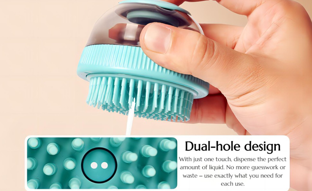 Cepillo Dispensador de Jabón Para Baño Con Cerdas Finas y Gruesas