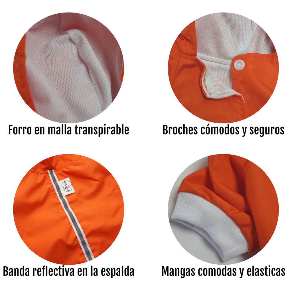 CHAQUETA CON REFLECTIVO Y MALLA ROMPE VIENTOS