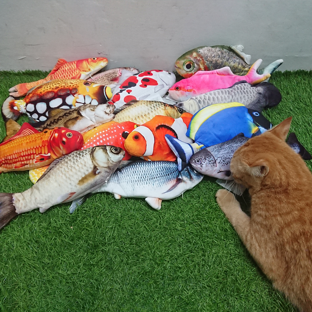 Juguete Para Gato Peluche Pez Pescado con Movimiento Electrónico carga USB