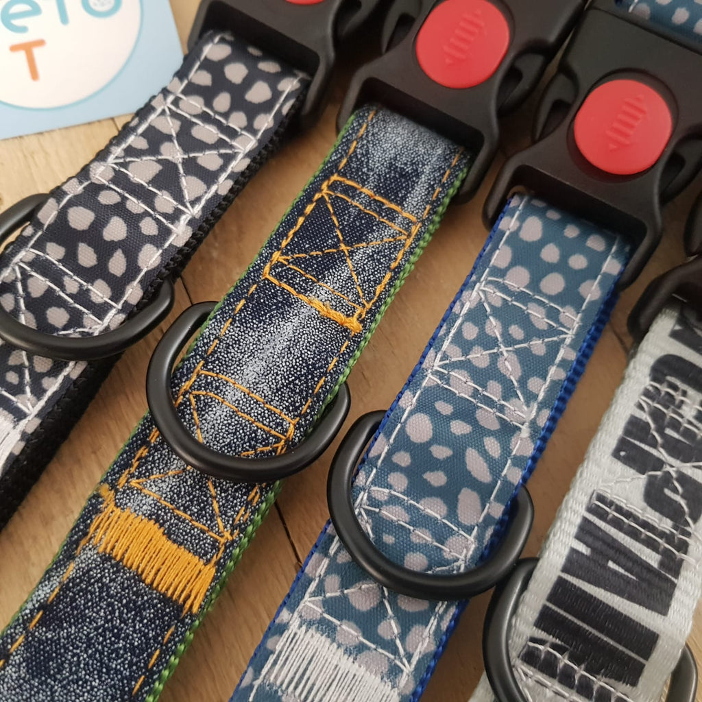 COLLAR EN DISEÑOS  MODERNOS CON BOTON DE SEGURIDAD PARA PERRO