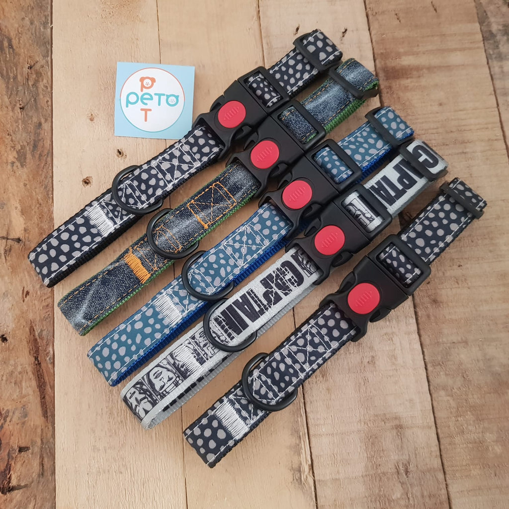 COLLAR EN DISEÑOS  MODERNOS CON BOTON DE SEGURIDAD PARA PERRO