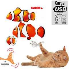 Juguete Para Gato Peluche Pez Pescado con Movimiento Electrónico carga USB