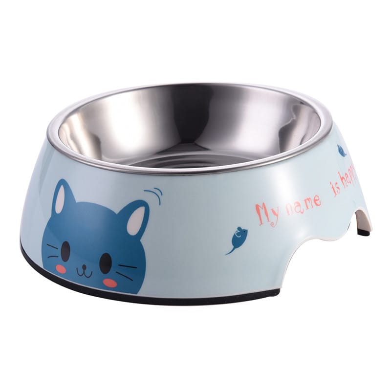 Comedero Plato Perro Gato 2en1 Melamina Acero Inox.