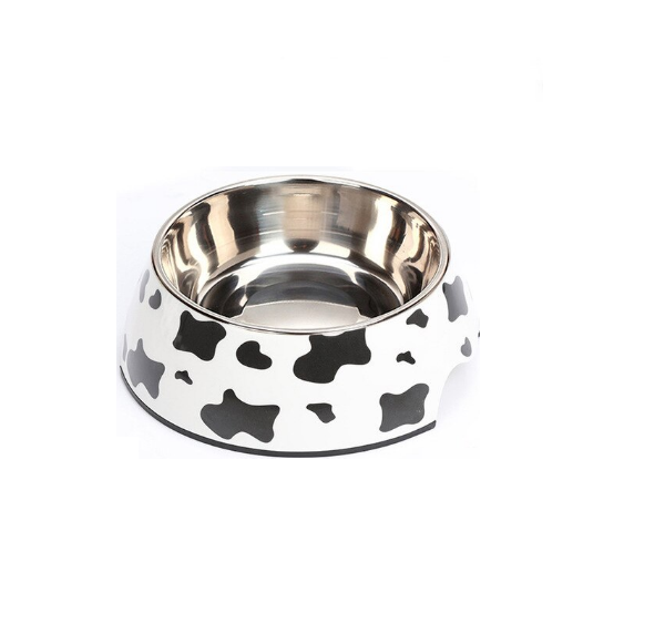 Comedero Plato Perro Gato 2en1 Melamina Acero Inox.