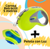 Image of Combo Correa Retráctil ergonómica de 5 metros+ Pelota con luz led