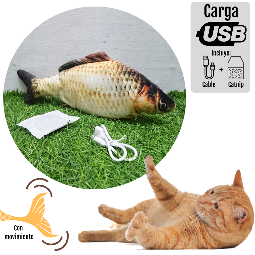 Juguete Para Gato Peluche Pez Pescado con Movimiento Electr nico carga USB
